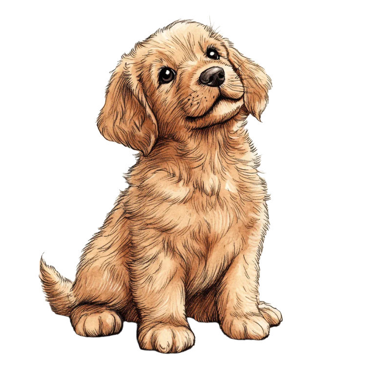 Golden Retriever Puppy V8 Vinyl Car Decal Sticker – Waterproof & UV-Resistant 8"