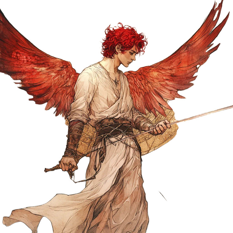 Red-Winged Angel Vinyl Car Decal Sticker – Waterproof & UV-Resistant 8"