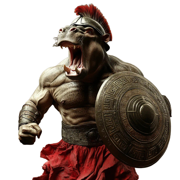 Hippo Warrior V2 Vinyl Car Decal Sticker – Waterproof & UV-Resistant 8"