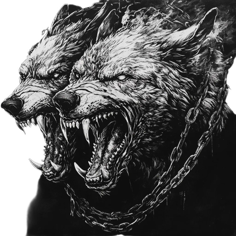 Three-Headed Wolf Vinyl Car Decal Sticker – Waterproof & UV-Resistant 8"