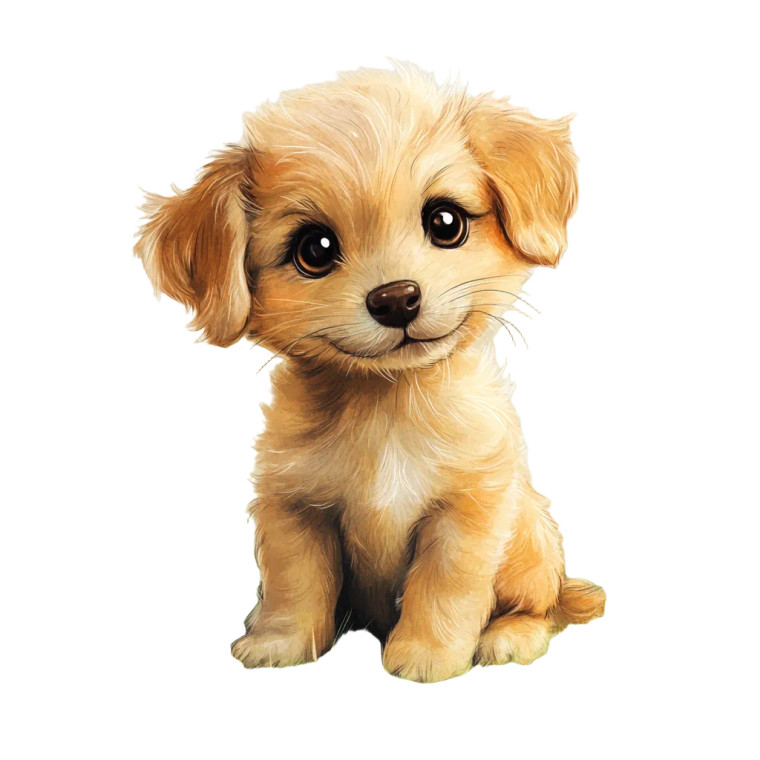 Fluffy Golden Puppy Vinyl Car Decal Sticker – Waterproof & UV-Resistant 8"