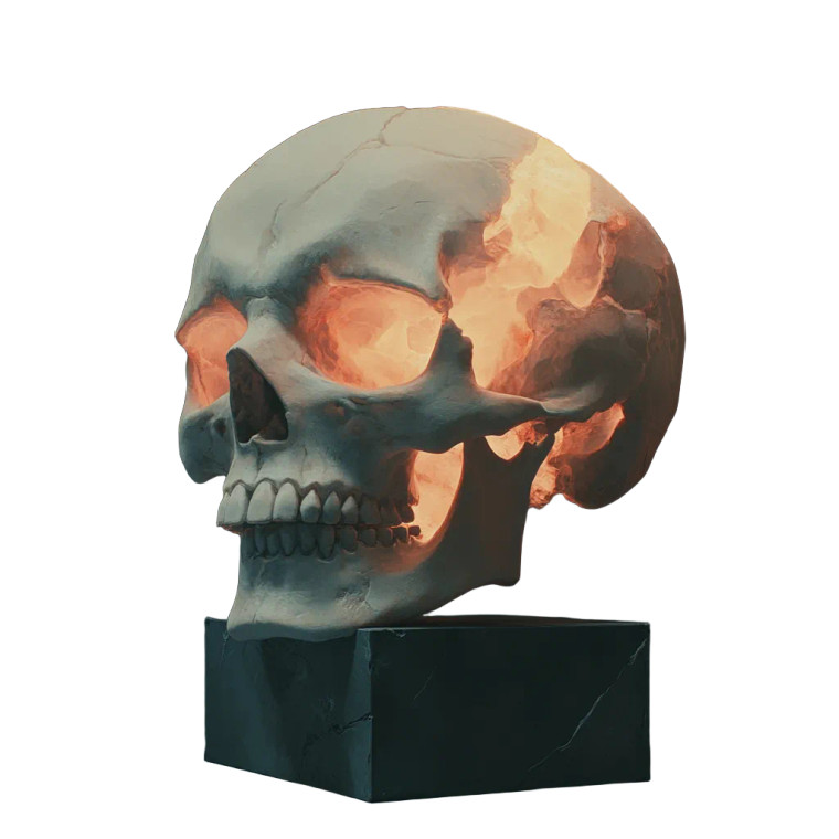 Stylized Volumetric Skull V2 Vinyl Car Decal Sticker – Waterproof & UV-Resistant 8"