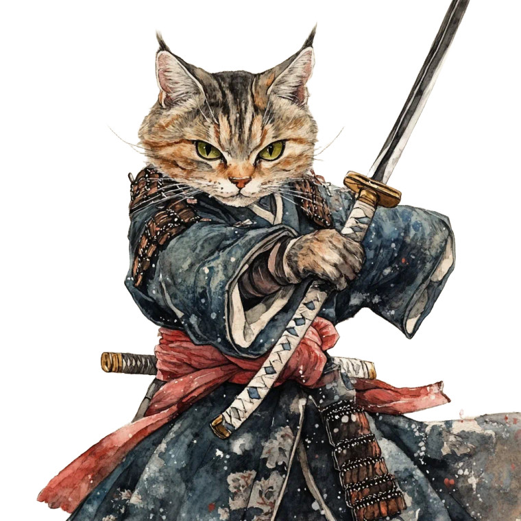 Samurai Cat V40 Vinyl Car Decal Sticker – Waterproof & UV-Resistant 8"