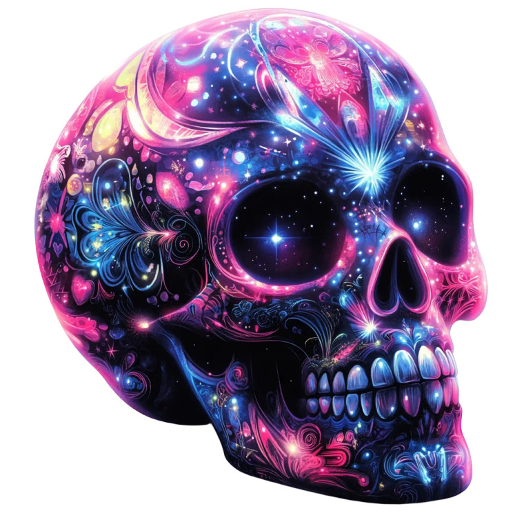 Neon Sugar Skull Vinyl Car Decal Sticker – Waterproof & UV-Resistant 8"