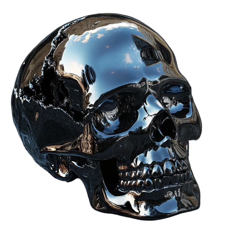 Glossy Hyperrealistic Skull Vinyl Car Decal Sticker – Waterproof & UV-Resistant 8"