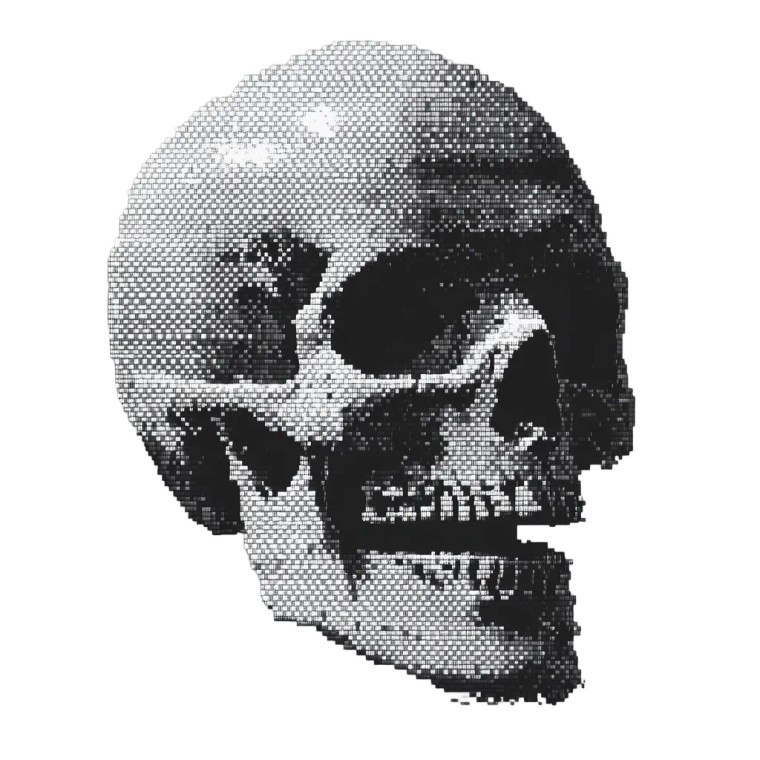 Skull Pixel Art Vinyl Car Decal Sticker – Waterproof & UV-Resistant 8"