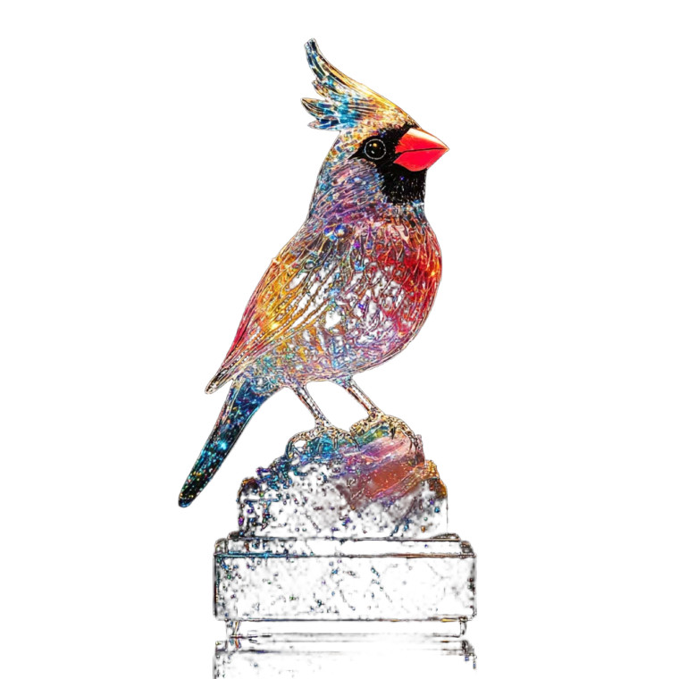 Crystal Cardinal Sculpture Vinyl Car Decal Sticker – Waterproof & UV-Resistant 8"