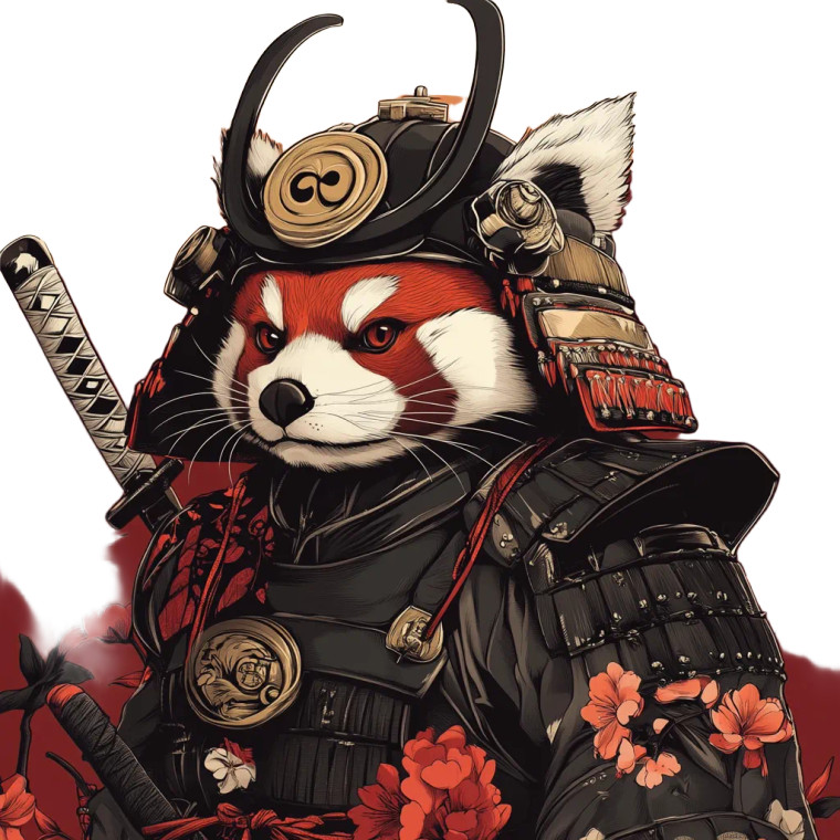 Samurai Red Panda V4 Vinyl Car Decal Sticker – Waterproof & UV-Resistant 8"