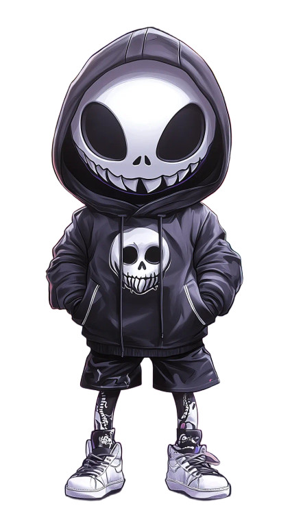 Chibi Skull Hoodie Vinyl Car Decal Sticker – Waterproof & UV-Resistant 8"