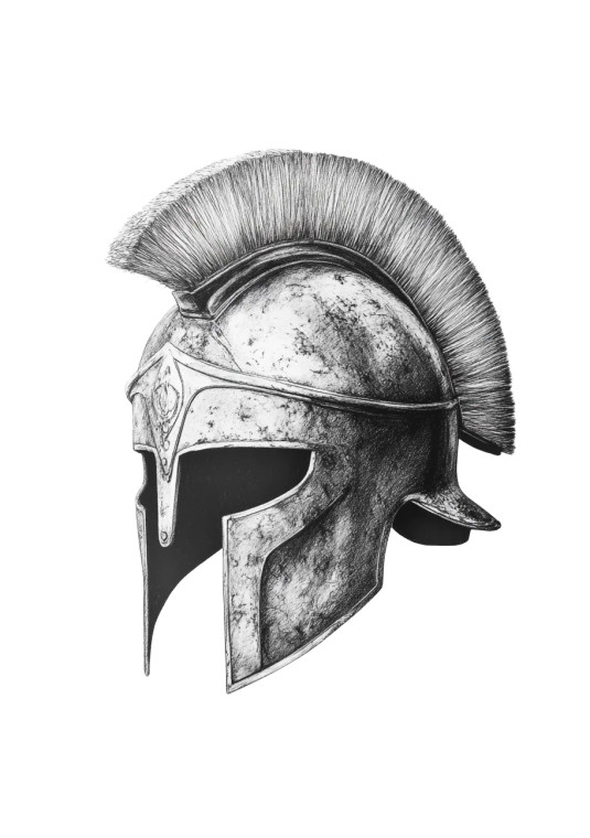 Greek Helmet Drawing Vinyl Car Decal Sticker – Waterproof & UV-Resistant 8"