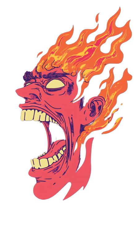 Fiery Cartoon Head Vinyl Car Decal Sticker – Waterproof & UV-Resistant 8"