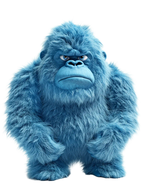 Blue Fluffy Gorilla Vinyl Car Decal Sticker – Waterproof & UV-Resistant 8"