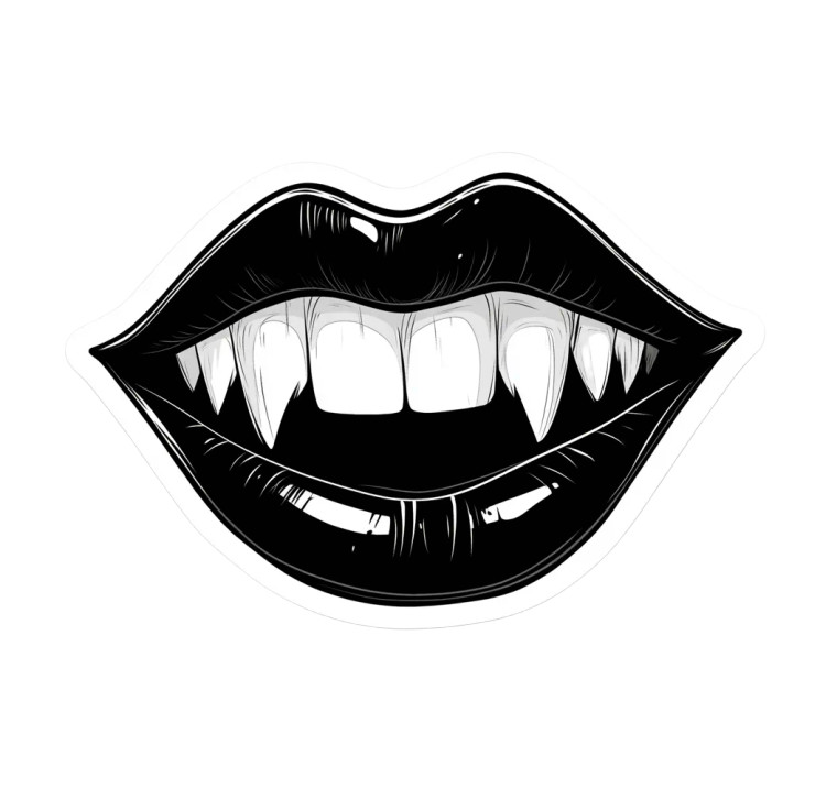 Vampire Mouth Sticker Vinyl Car Decal Sticker – Waterproof & UV-Resistant 8"