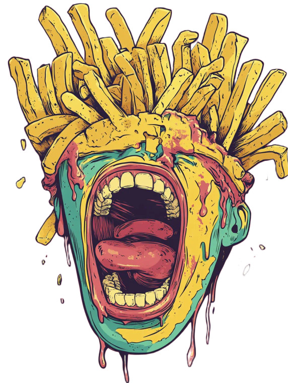 Screaming Fries Head Vinyl Car Decal Sticker – Waterproof & UV-Resistant 8"