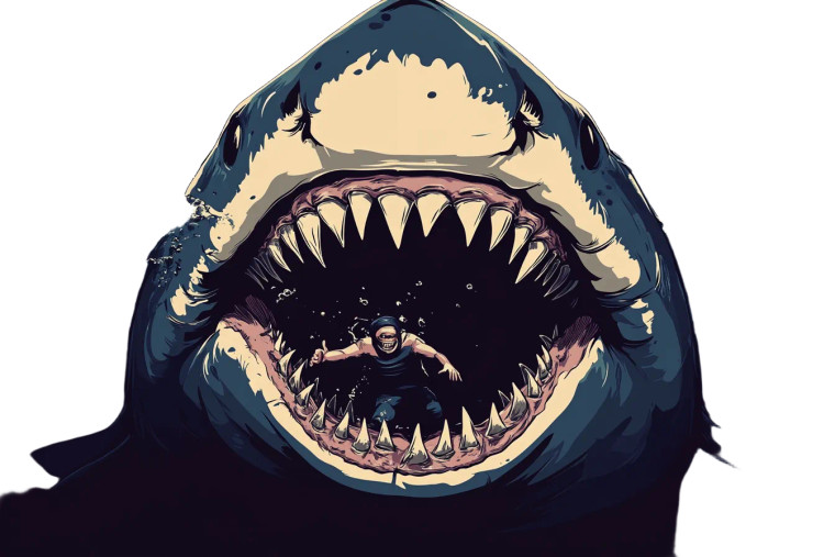 Smily Swimmer Shark Vinyl Car Decal Sticker – Waterproof & UV-Resistant 8"