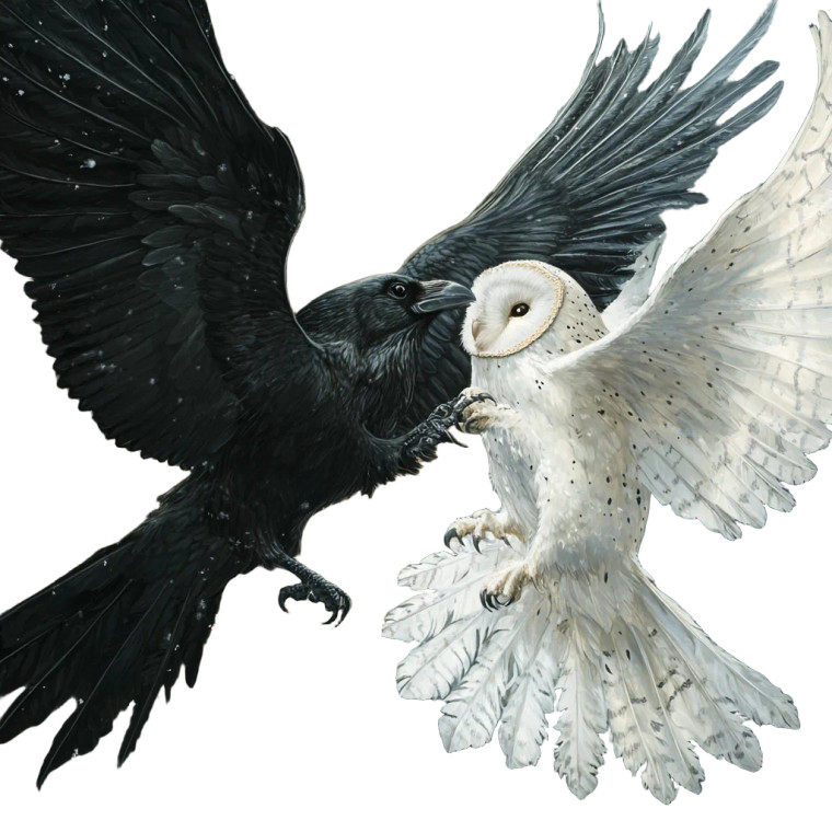 Raven Vs Owl Vinyl Car Decal Sticker – Waterproof & UV-Resistant 8"