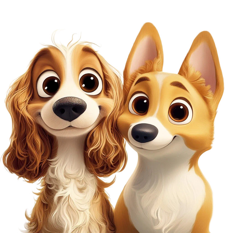 Disney-Style Cartoon Dogs Vinyl Car Decal Sticker – Waterproof & UV-Resistant 8"