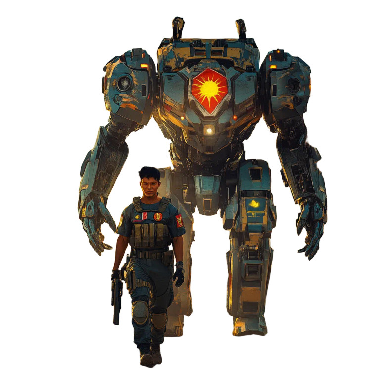 Filipino Soldier And Jaeger Vinyl Car Decal Sticker – Waterproof & UV-Resistant 8"