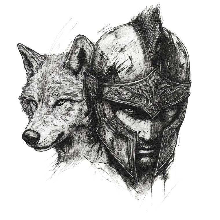 Spartan Wolf Tattoo Vinyl Car Decal Sticker – Waterproof & UV-Resistant 8"