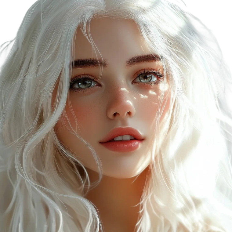 White-Haired Beauty Vinyl Car Decal Sticker – Waterproof & UV-Resistant 8"