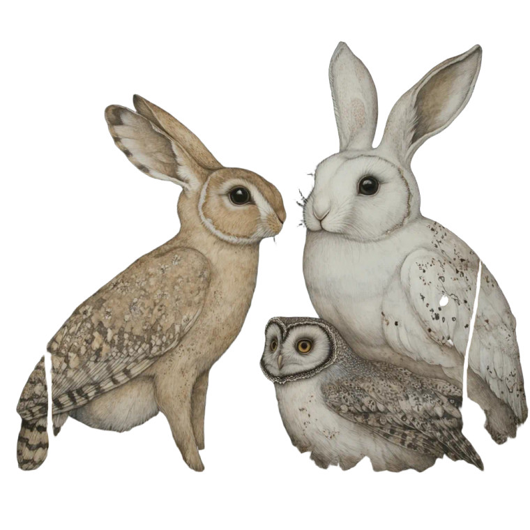 Hares And Owls Vinyl Car Decal Sticker – Waterproof & UV-Resistant 8"