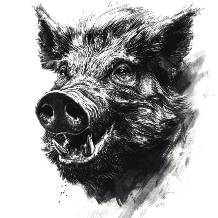 Angry Boar Sketch Vinyl Car Decal Sticker – Waterproof & UV-Resistant 8"