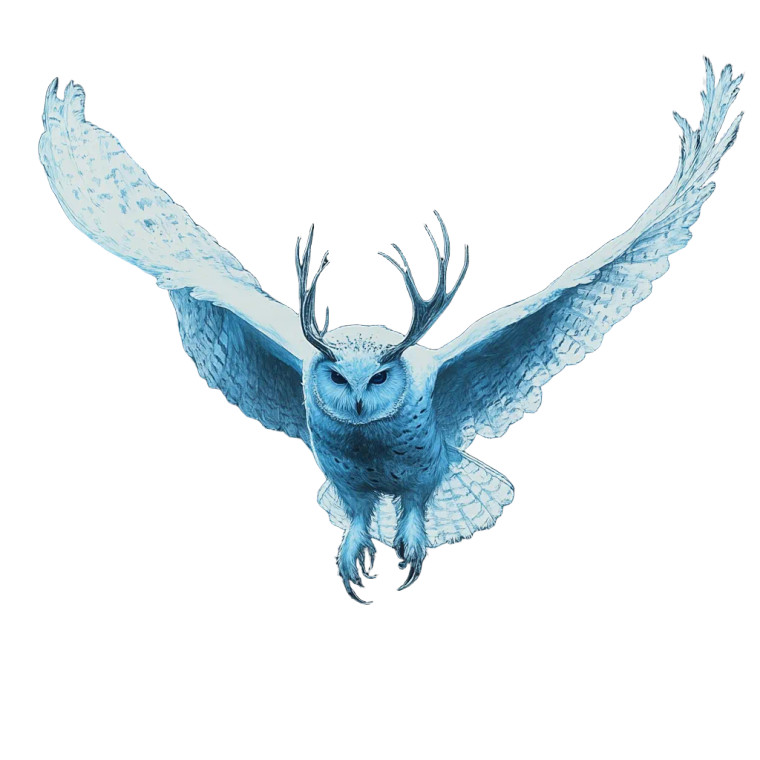 Antlered Owl Flying Vinyl Car Decal Sticker – Waterproof & UV-Resistant 8"