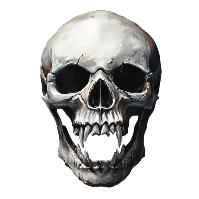 Skull With Fangs V3 Vinyl Car Decal Sticker – Waterproof & UV-Resistant 8"