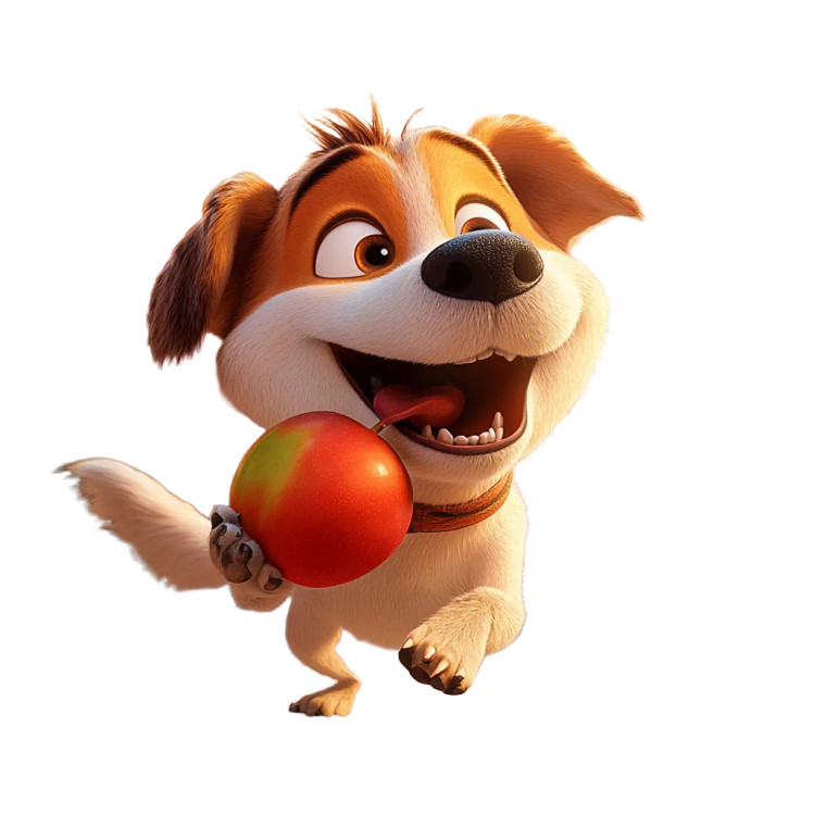 Dog With Apple Vinyl Car Decal Sticker – Waterproof & UV-Resistant 8"