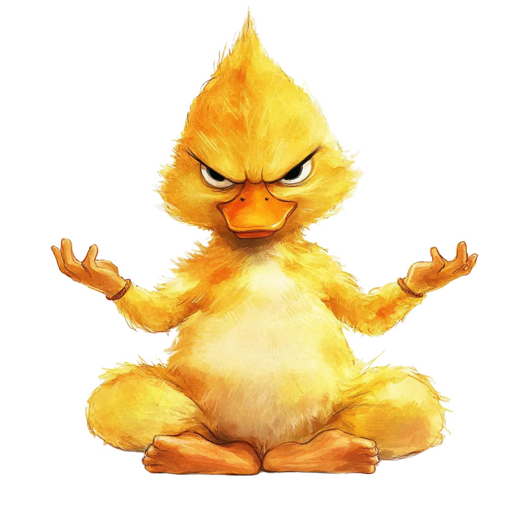 Angry Namaste Duckling Vinyl Car Decal Sticker – Waterproof & UV-Resistant 8"