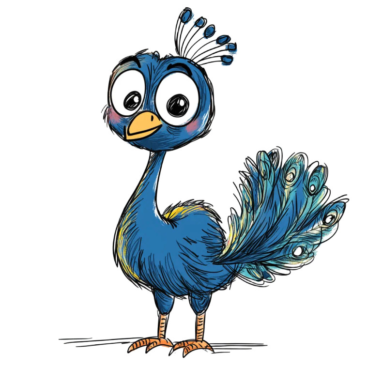 Cartoon Peacock Doodle Vinyl Car Decal Sticker – Waterproof & UV-Resistant 8"