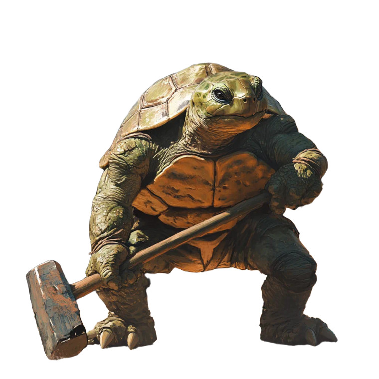 Turtle With Sledgehammer Vinyl Car Decal Sticker – Waterproof & UV-Resistant 8"