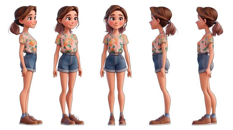 Happy Character Turnaround Vinyl Car Decal Sticker – Waterproof & UV-Resistant 8"