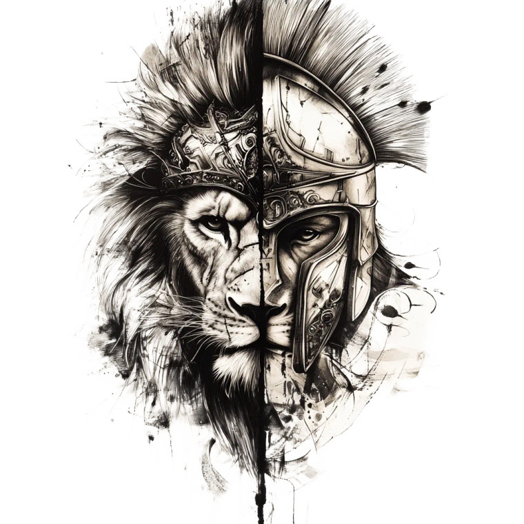 Lion-Sparta Tattoo Vinyl Car Decal Sticker – Waterproof & UV-Resistant 8"