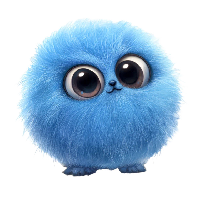 Blue Fluffy Animal Vinyl Car Decal Sticker – Waterproof & UV-Resistant 8"