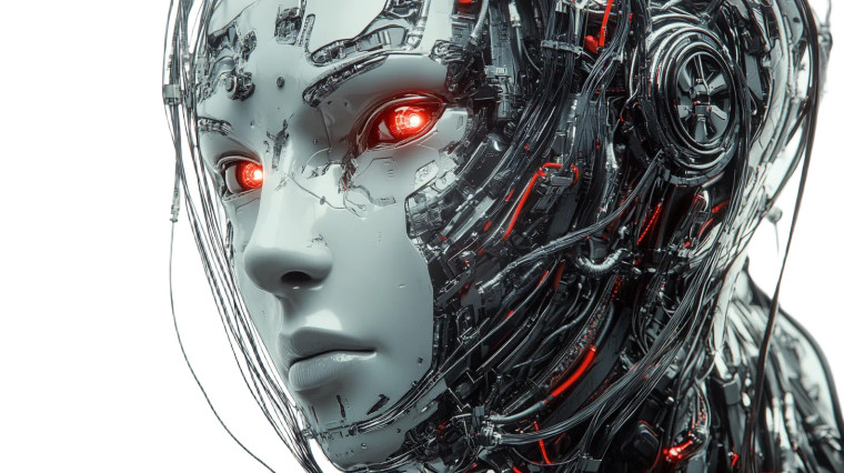 Futuristic Robot Face Vinyl Car Decal Sticker – Waterproof & UV-Resistant 8"