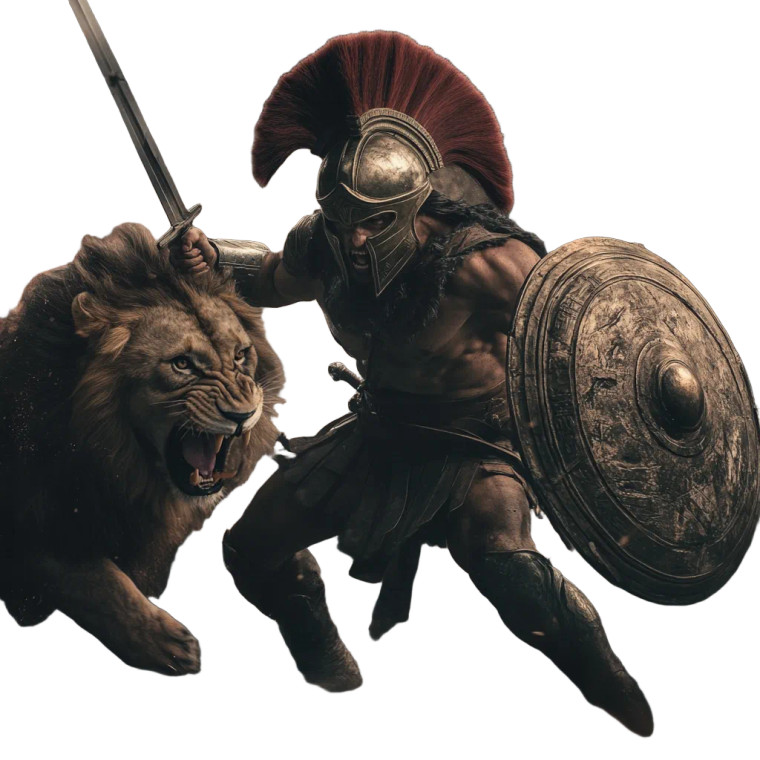 Spartan Fighting Lion Vinyl Car Decal Sticker – Waterproof & UV-Resistant 8"