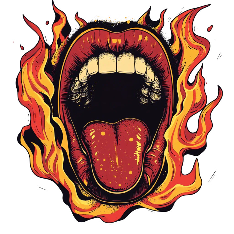 Flaming Mouth Illustration Vinyl Car Decal Sticker – Waterproof & UV-Resistant 8"