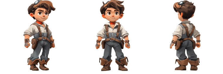 Three-View Character Design Vinyl Car Decal Sticker – Waterproof & UV-Resistant 8"