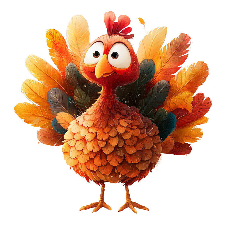 Pixar-Style Turkey Vinyl Car Decal Sticker – Waterproof & UV-Resistant 8"