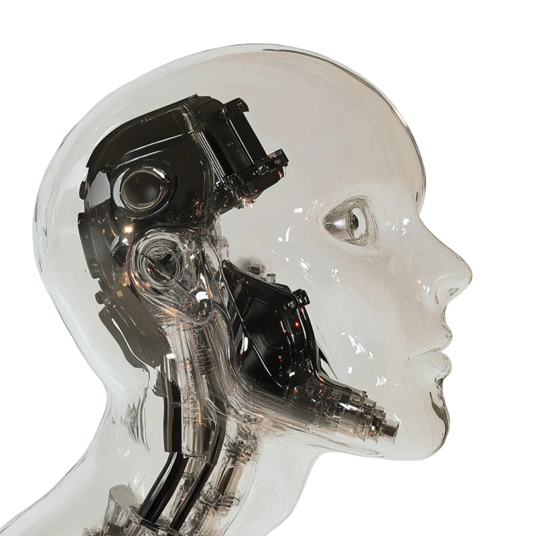 Transparent Robot Head V2 Vinyl Car Decal Sticker – Waterproof & UV-Resistant 8"