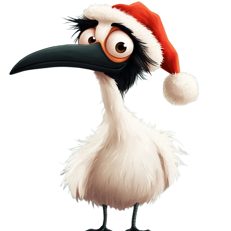 Cartoon Ibis Santa Vinyl Car Decal Sticker – Waterproof & UV-Resistant 8"