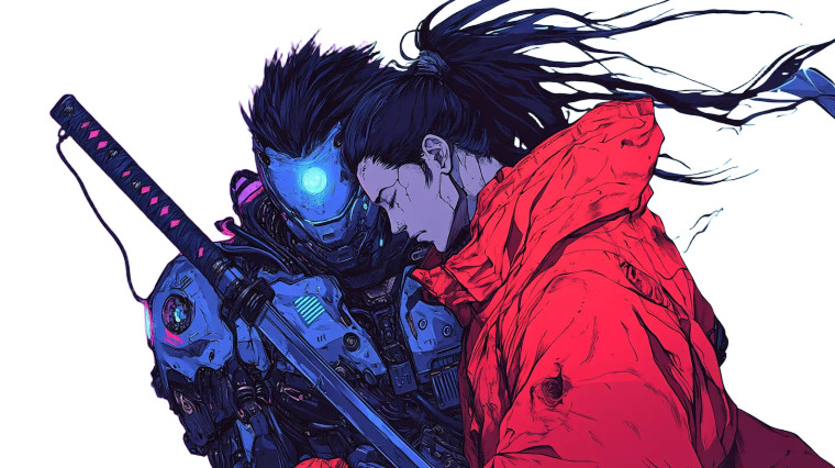 Cyber Ninja Hug Vinyl Car Decal Sticker – Waterproof & UV-Resistant 8"