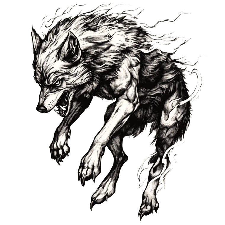 Mythological Wolf Jumping Vinyl Car Decal Sticker – Waterproof & UV-Resistant 8"