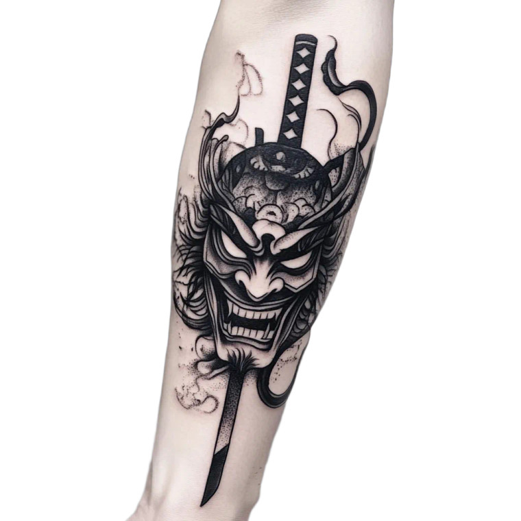 Oni Mask Tattoo V55 Vinyl Car Decal Sticker – Waterproof & UV-Resistant 8"