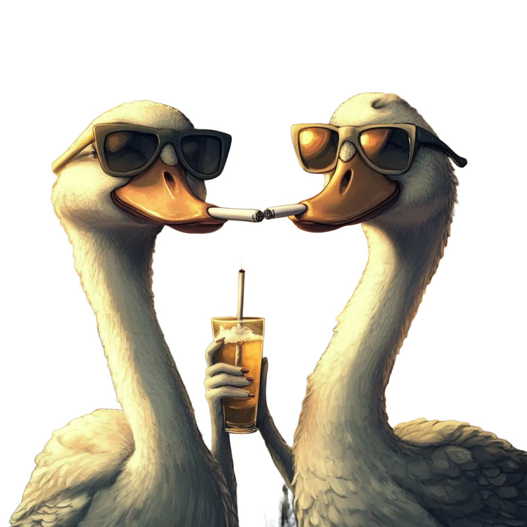 Cool Cartoon Swans Vinyl Car Decal Sticker – Waterproof & UV-Resistant 8"