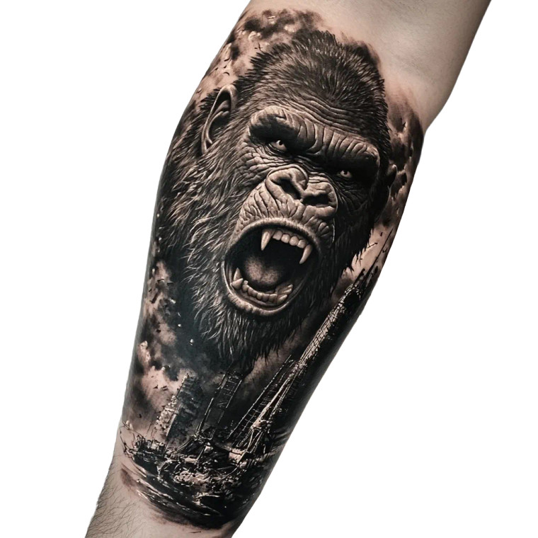 Kong Forearm Tattoo Vinyl Car Decal Sticker – Waterproof & UV-Resistant 8"
