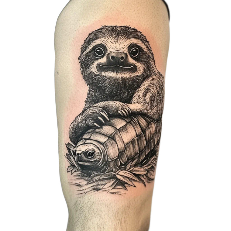 Sloth With Turtle Vinyl Car Decal Sticker – Waterproof & UV-Resistant 8"