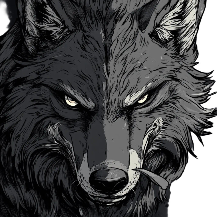 Black Fang Wolf Vinyl Car Decal Sticker – Waterproof & UV-Resistant 8"