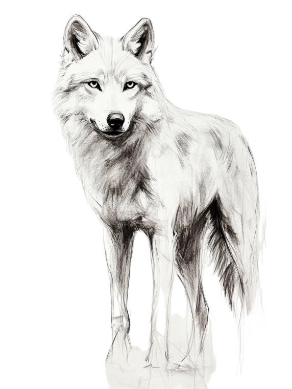 Charcoal Sketch Wolf Vinyl Car Decal Sticker – Waterproof & UV-Resistant 8"